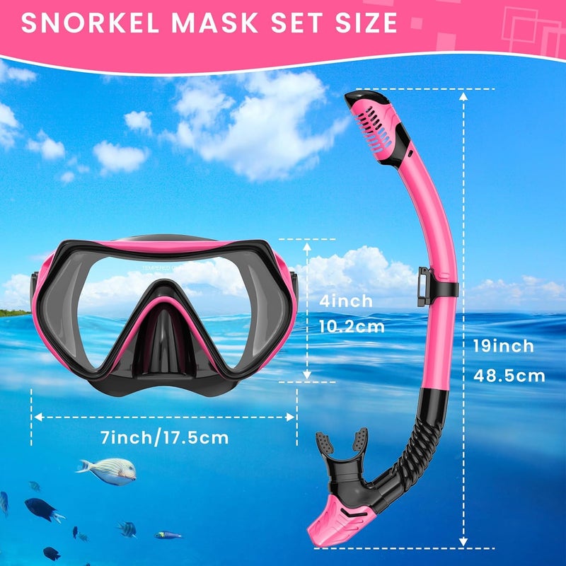 Jwintee Snorkeling Gear for Adults, Adult Snorkel Mask Set Scuba Diving Dry-Top, Swimming Goggles w/Nose Cover, HD Tempered Glass Panoramic Anti-Leak Anti-Fog, Travel Snorkeling Packages Storage Bag, 2 Pack - Image 4